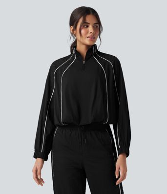 Lightweight Durable Water Repellent Color Block Half Zipper Oversized Hiking Jacket