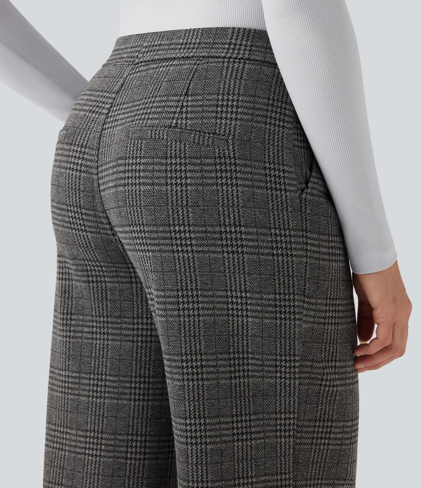 Halara Flex™ High Waisted Straight Leg Houndstooth Plaid Work Pants with Pockets