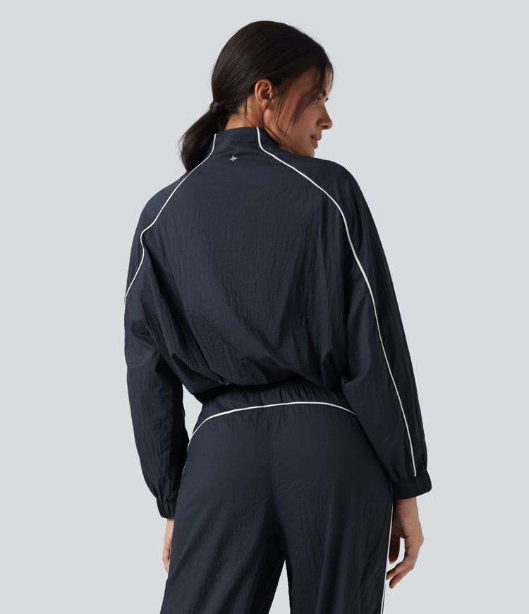 Lightweight Durable Water Repellent Color Block Half Zipper Oversized Hiking Jacket