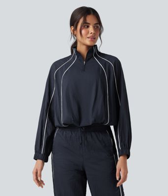 Lightweight Durable Water Repellent Color Block Half Zipper Oversized Hiking Jacket