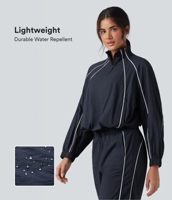 Lightweight Durable Water Repellent Color Block Half Zipper Oversized Hiking Jacket