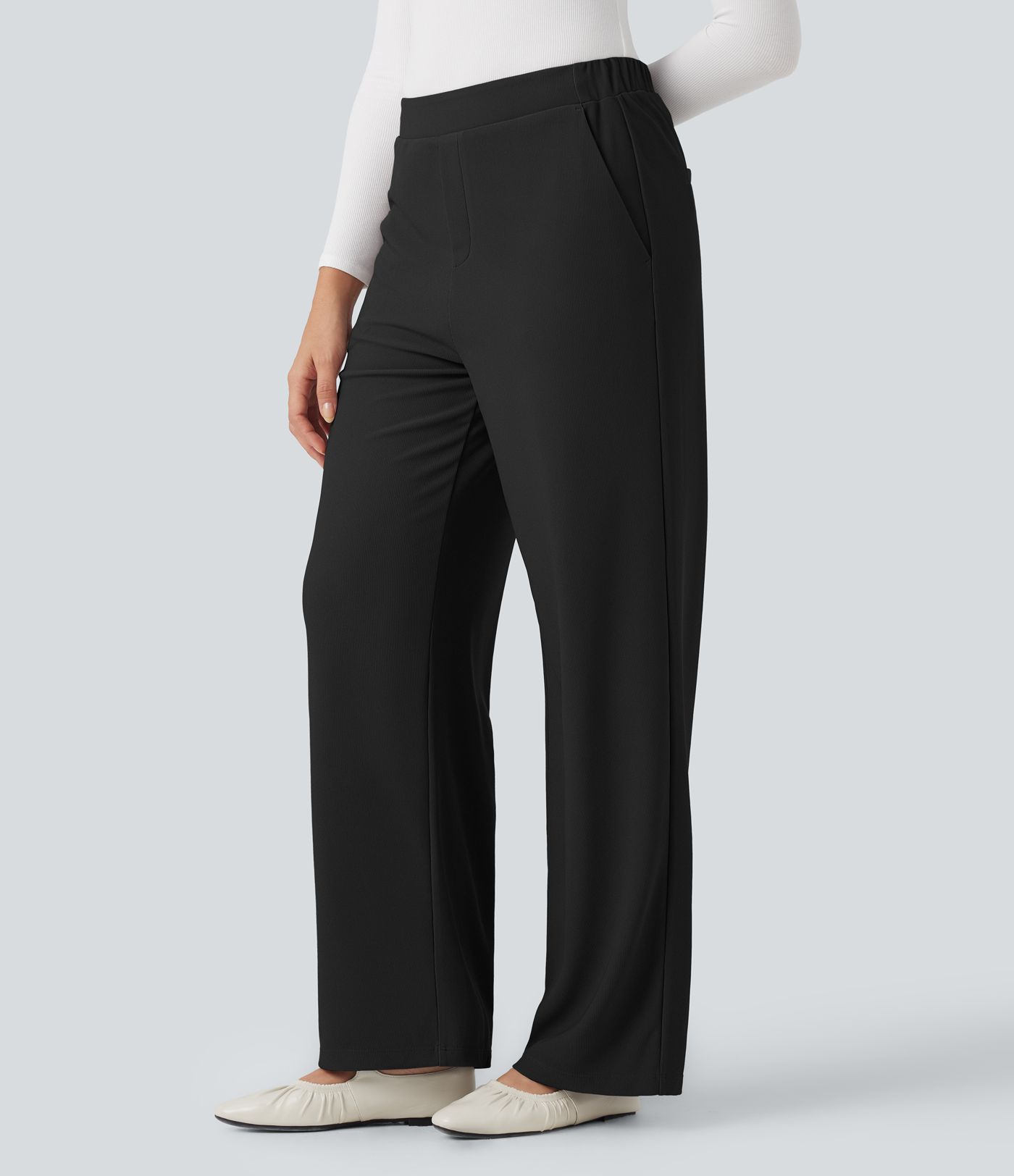 Halara Flex™ High-waisted Micro Waffle Work Baggy Pants with Pockets