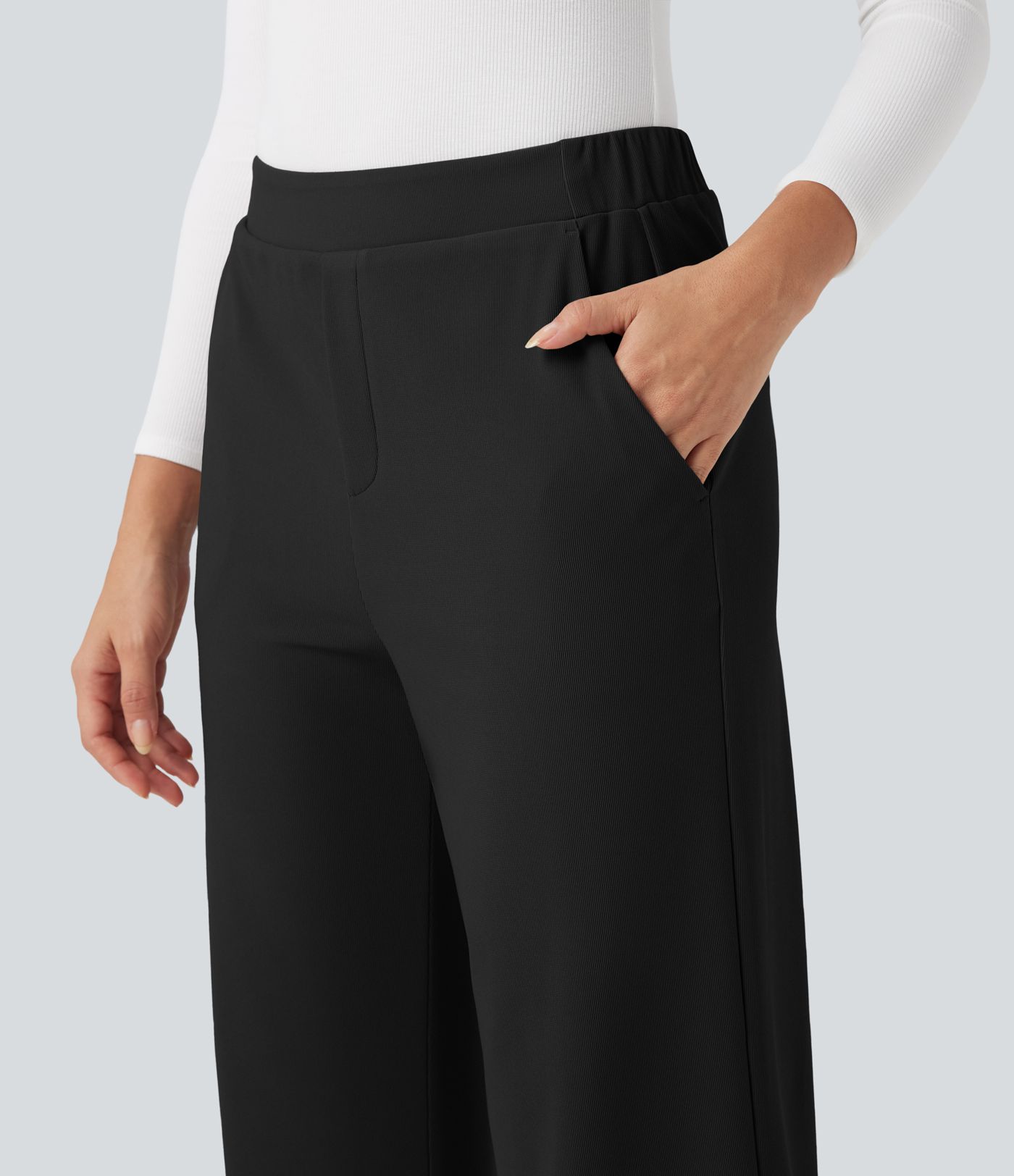 Halara Flex™ High-waisted Micro Waffle Work Baggy Pants with Pockets