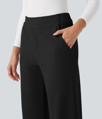 Halara Flex™ High-waisted Micro Waffle Work Baggy Pants with Pockets