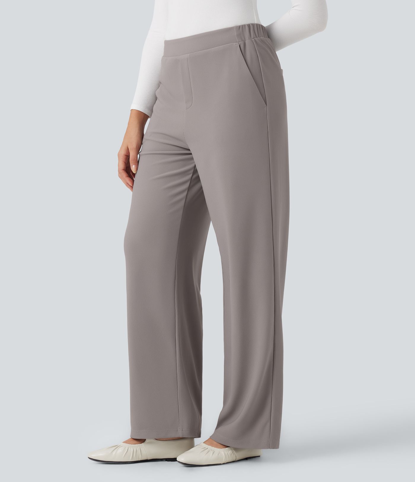 Halara Flex™ High-waisted Micro Waffle Work Baggy Pants with Pockets