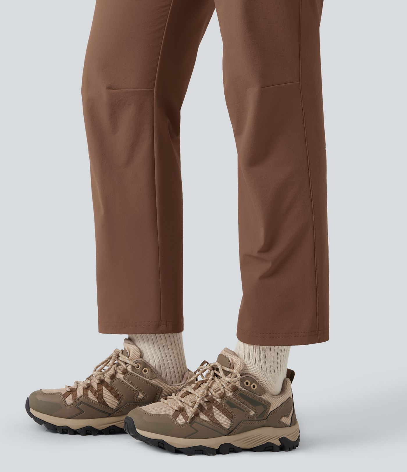 Durable Water Repellent Mid Rise Straight Leg Hiking Trousers with Pockets