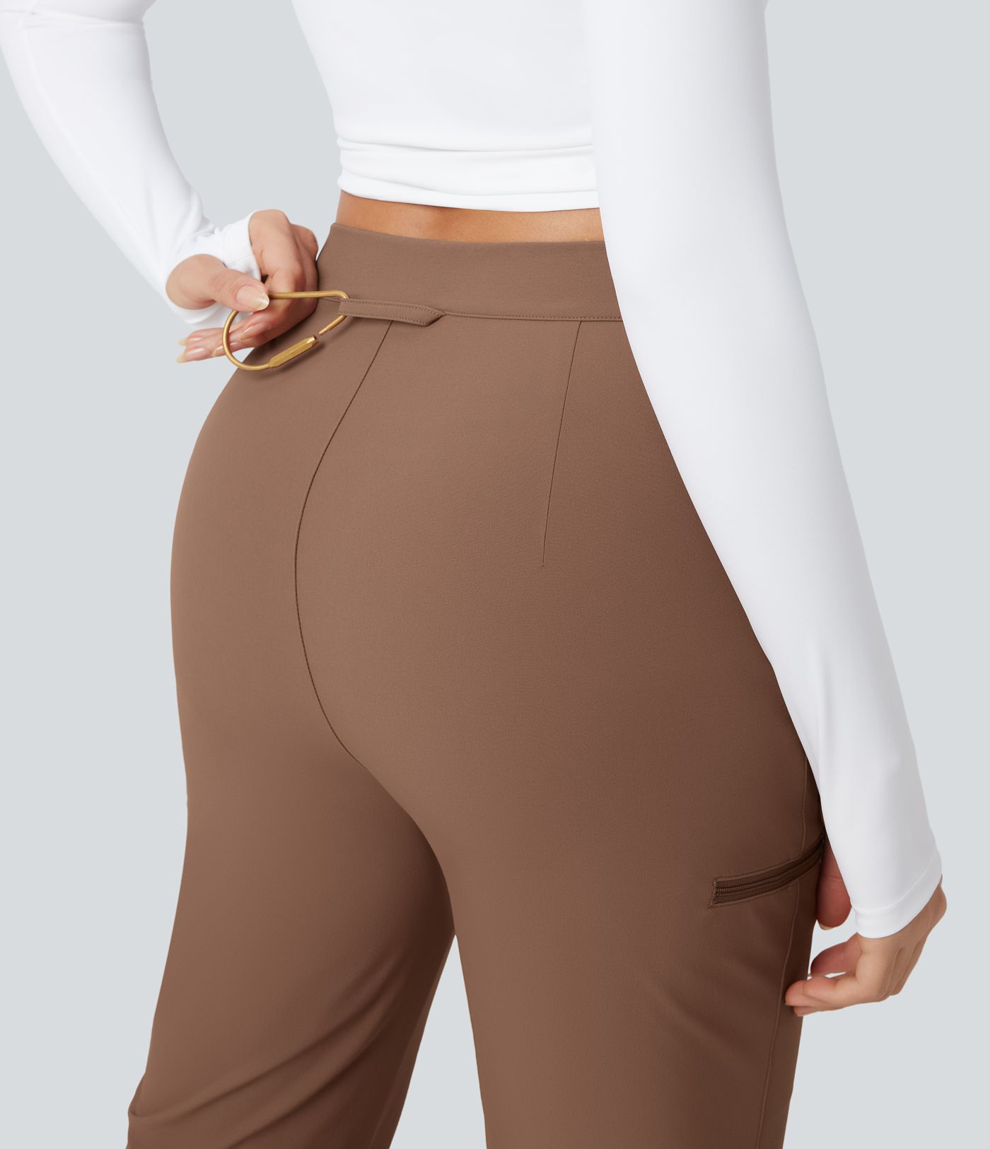 Durable Water Repellent Mid Rise Straight Leg Hiking Trousers with Pockets