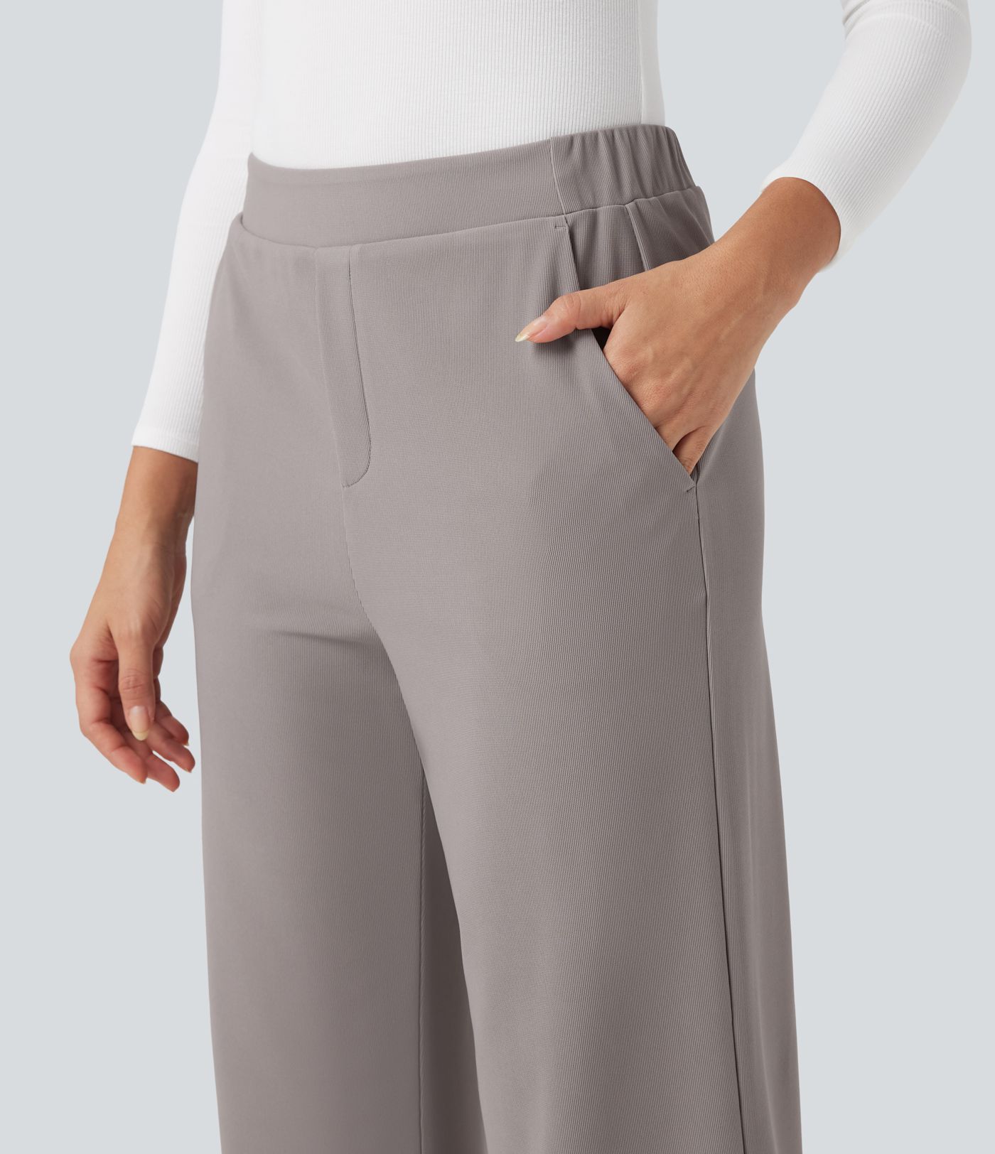 Halara Flex™ High-waisted Micro Waffle Work Baggy Pants with Pockets