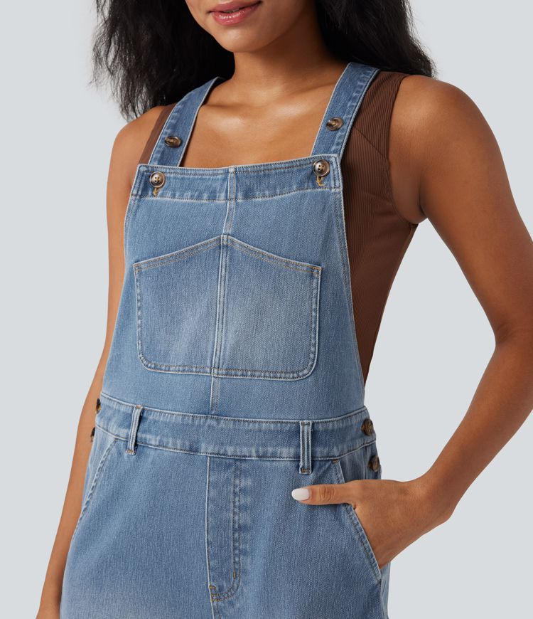 Halara Flex™ Denim Casual 7/8 Barrel Overalls with Pockets
