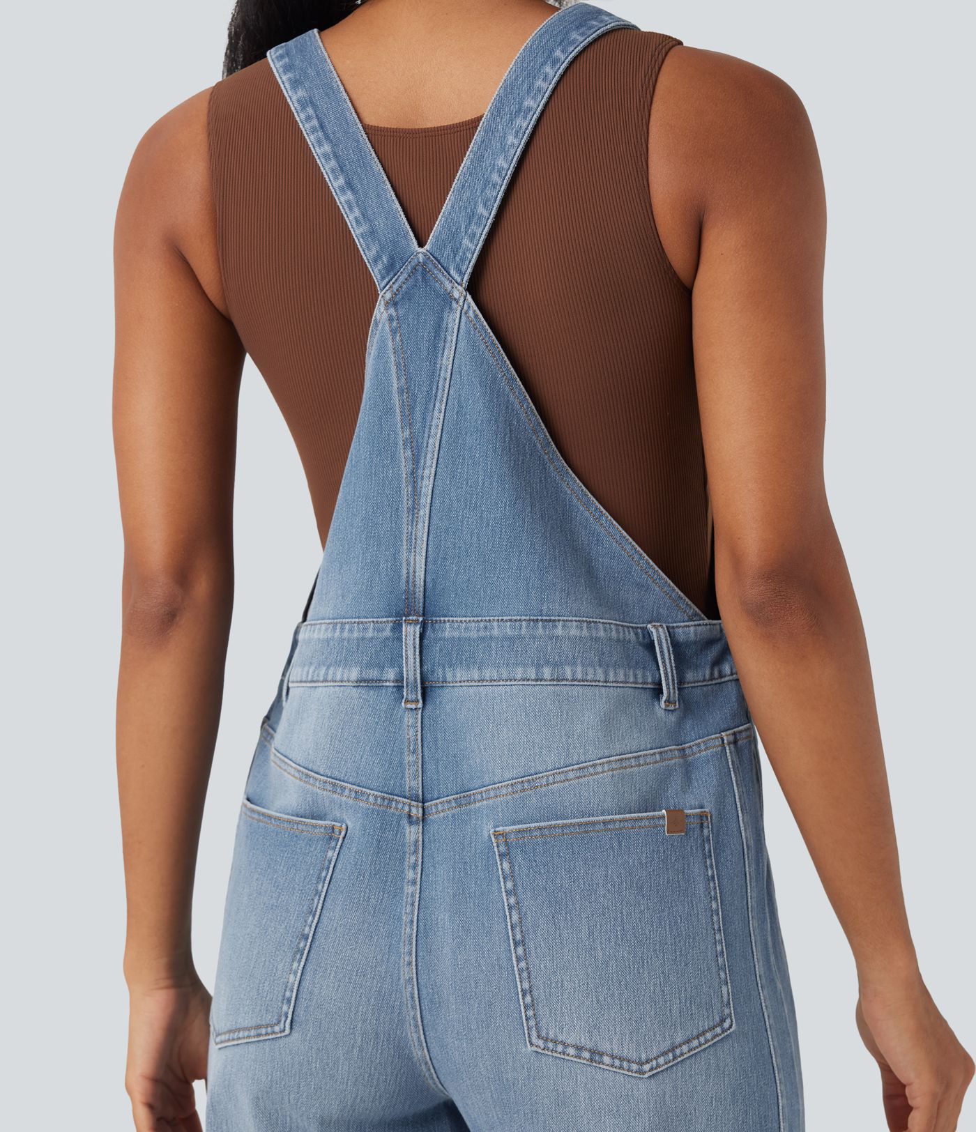 Halara Flex™ Denim Casual 7/8 Barrel Overalls with Pockets