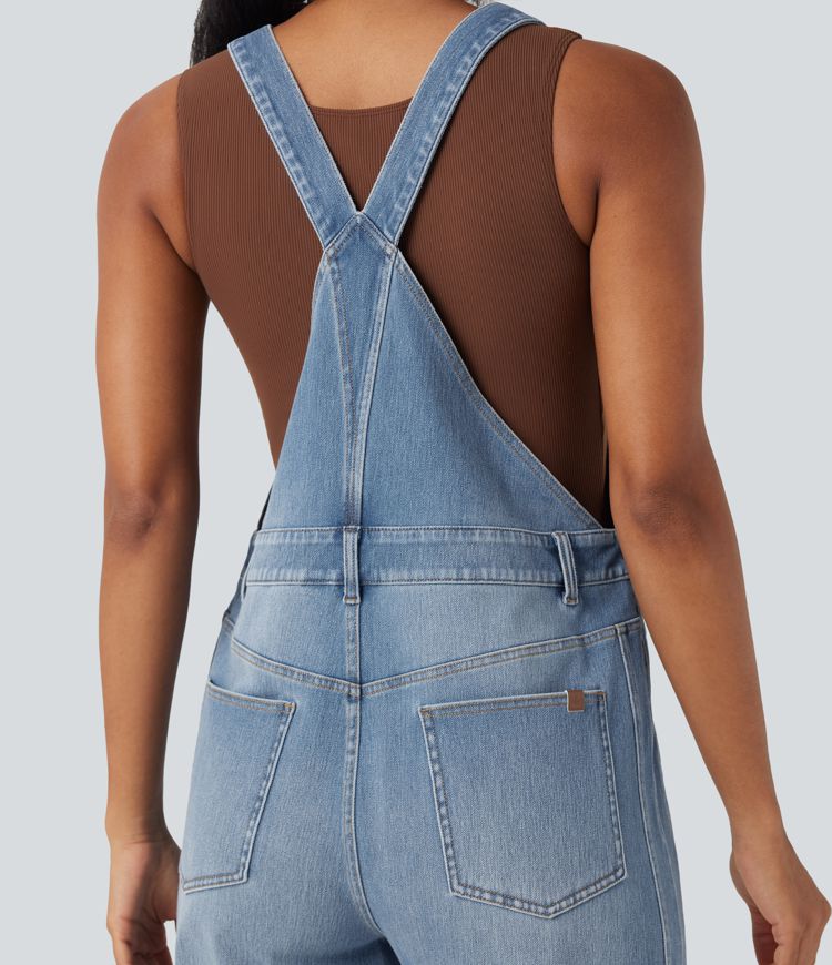 Halara Flex™ Denim Casual 7/8 Barrel Overalls with Pockets