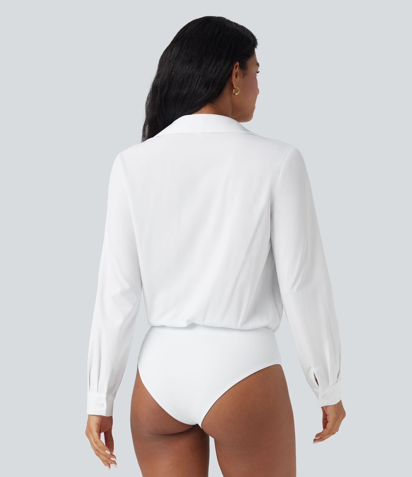 Breezeful™ Schnelltrocknender Arbeitshemd-Bodysuit mit V-Ausschnitt und langen Ärmeln