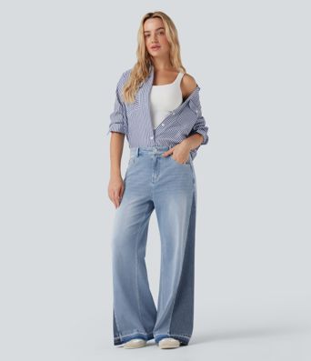 Halara Flex™ Low Rise Color Block Casual Baggy Jeans with Pockets