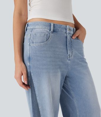 Halara Flex™ Low Rise Color Block Casual Baggy Jeans with Pockets