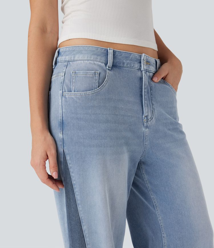 Halara Flex™ Low Rise Color Block Casual Baggy Jeans with Pockets