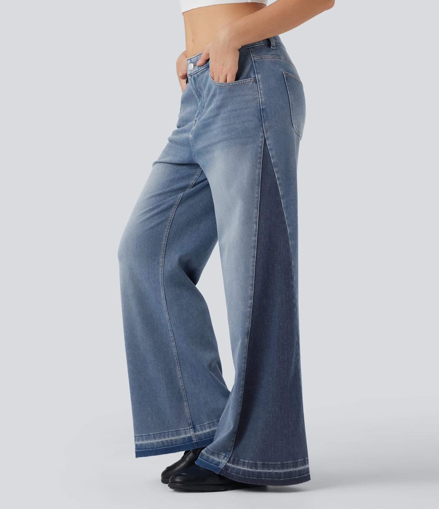 Halara Flex™ Low Rise Color Block Casual Baggy Jeans with Pockets