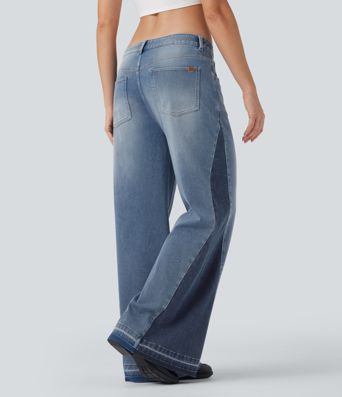 Halara Flex™ Low Rise Color Block Casual Baggy Jeans with Pockets