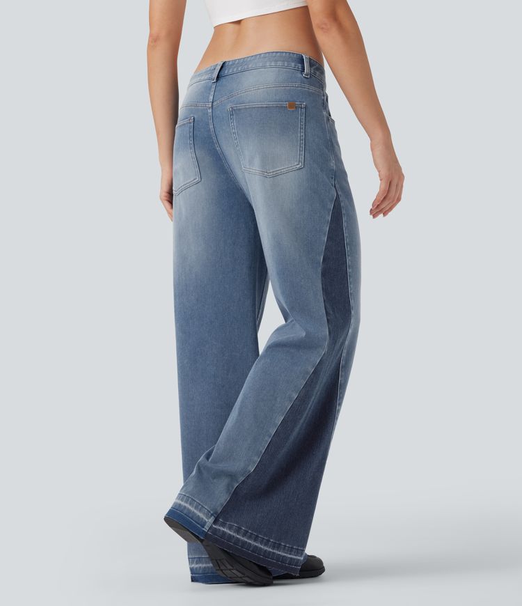 Halara Flex™ Low Rise Color Block Casual Baggy Jeans with Pockets