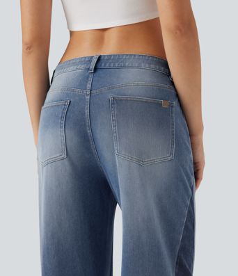 Halara Flex™ Low Rise Color Block Casual Baggy Jeans with Pockets