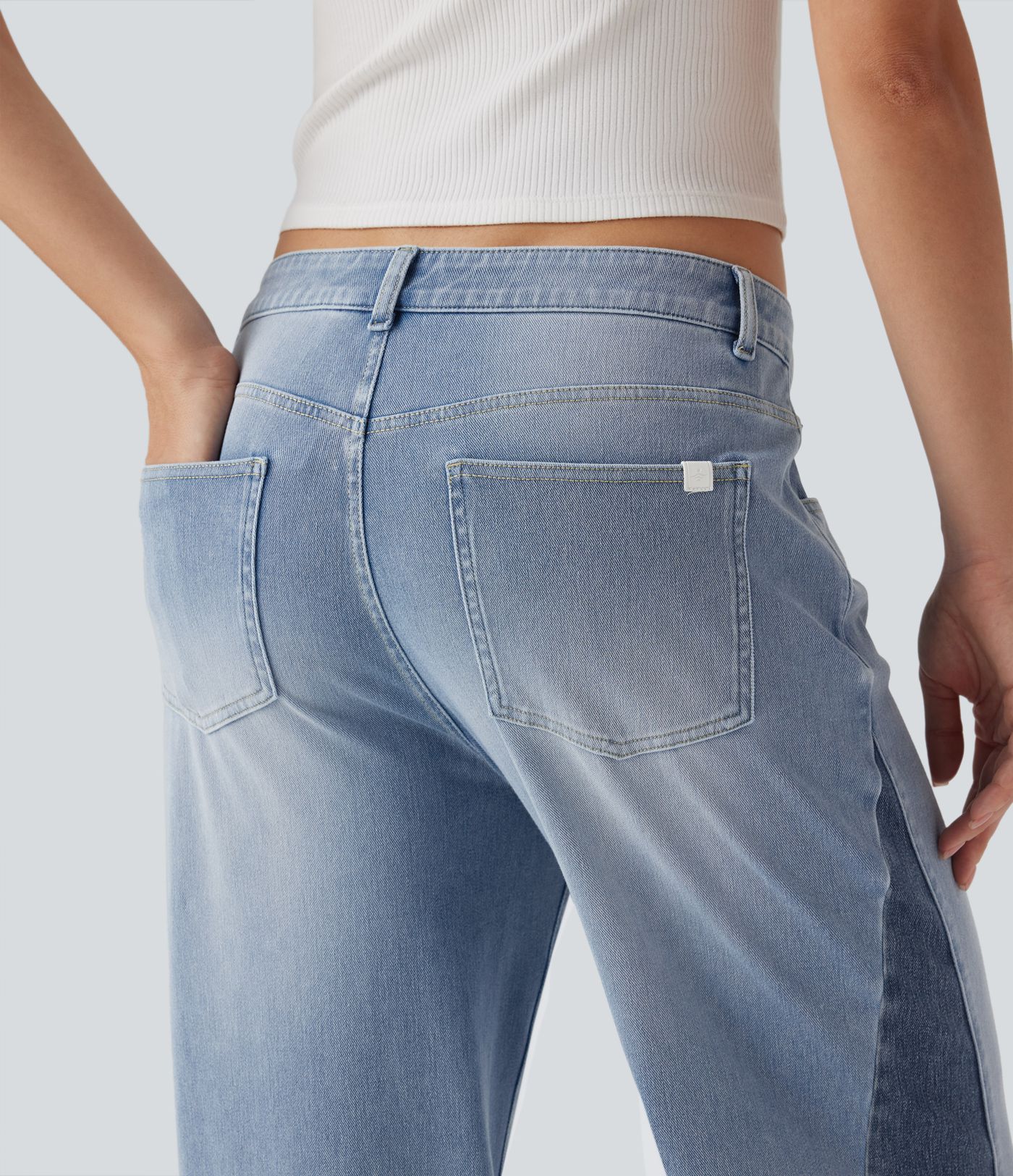 Halara Flex™ Low Rise Color Block Casual Baggy Jeans with Pockets