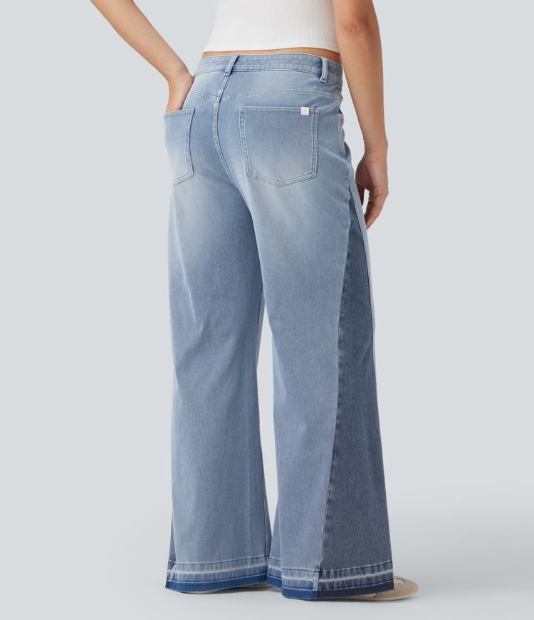 Halara Flex™ Low Rise Color Block Casual Baggy Jeans with Pockets