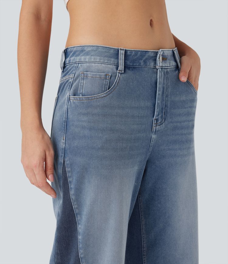 Halara Flex™ Low Rise Color Block Casual Baggy Jeans with Pockets