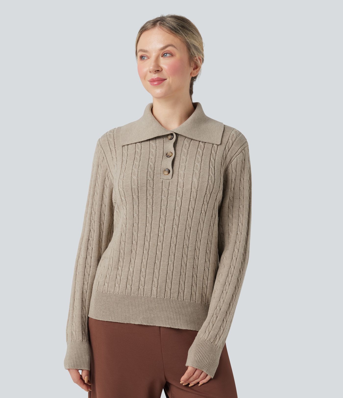 Pull en laine à torsades, col châle, manches longues, coupe décontractée, style de travail