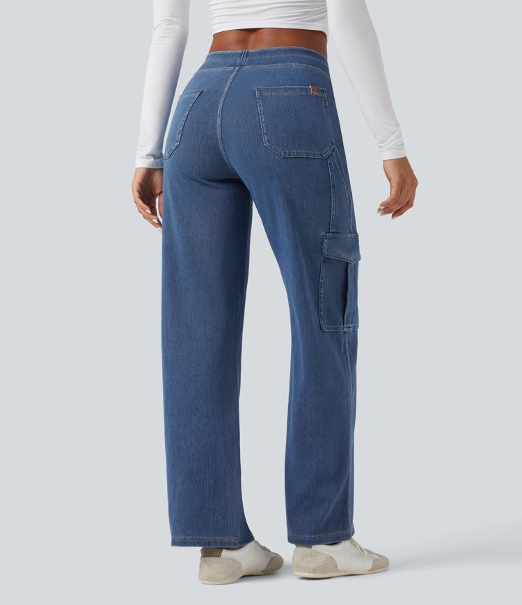 Halara Flex™ Mid Rise Pockets Straight Leg Casual Cargo Jeans