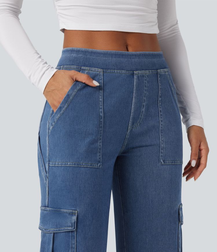 Halara Flex™ Mid Rise Pockets Straight Leg Casual Cargo Jeans