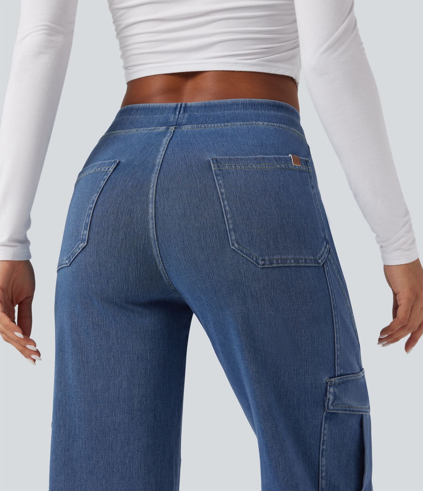 Halara Flex™ Mid Rise Pockets Straight Leg Casual Cargo Jeans