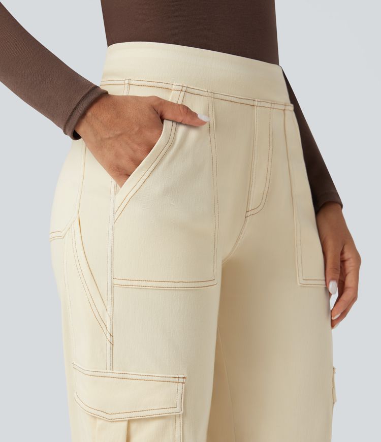 Halara Flex™ Mid Rise Pockets Straight Leg Casual Cargo Jeans