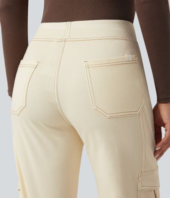 Halara Flex™ Mid Rise Pockets Straight Leg Casual Cargo Jeans