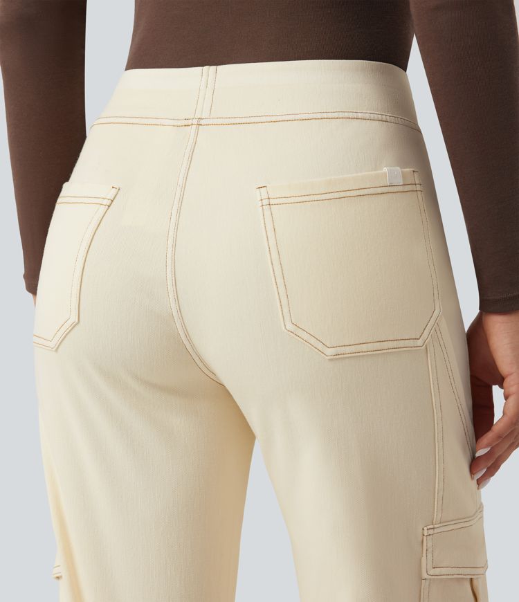 Halara Flex™ Mid Rise Pockets Straight Leg Casual Cargo Jeans