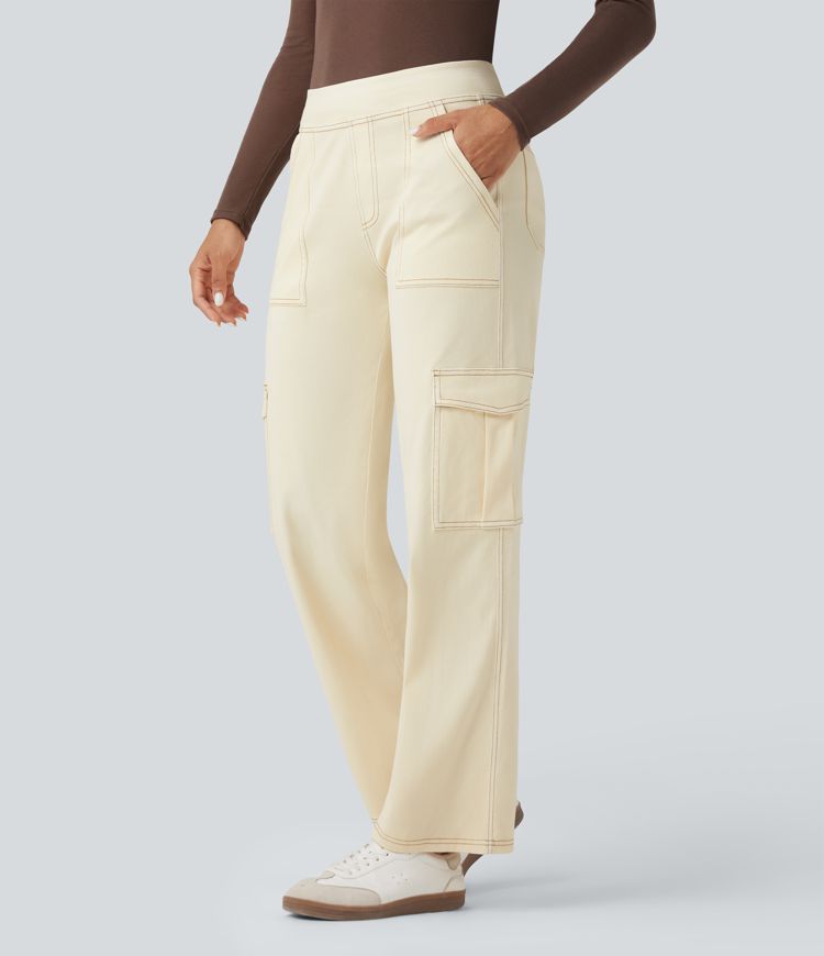 Halara Flex™ Mid Rise Pockets Straight Leg Casual Cargo Jeans