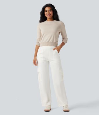 Halara Flex™ Mid Rise Pockets Straight Leg Casual Cargo Jeans