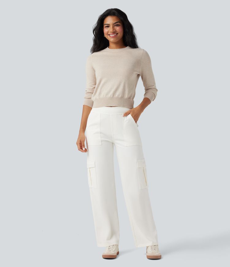 Halara Flex™ Mid Rise Pockets Straight Leg Casual Cargo Jeans