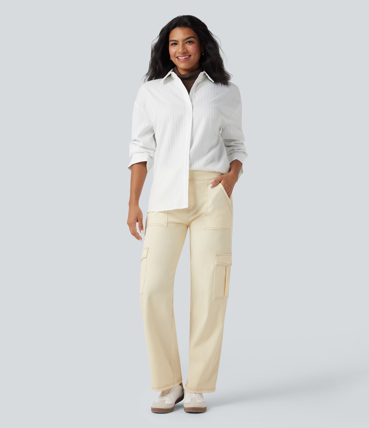 Halara Flex™ Mid Rise Pockets Straight Leg Casual Cargo Jeans