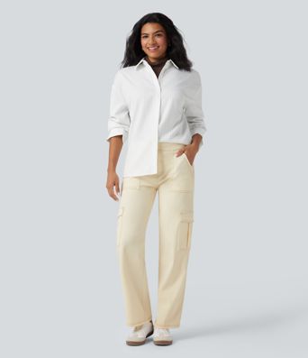 Halara Flex™ Mid Rise Pockets Straight Leg Casual Cargo Jeans