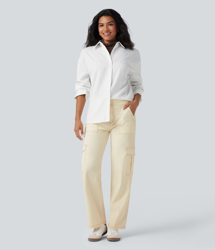 Halara Flex™ Mid Rise Pockets Straight Leg Casual Cargo Jeans