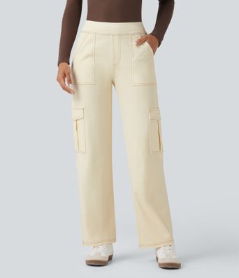 Halara Flex™ Mid Rise Pockets Straight Leg Casual Cargo Jeans