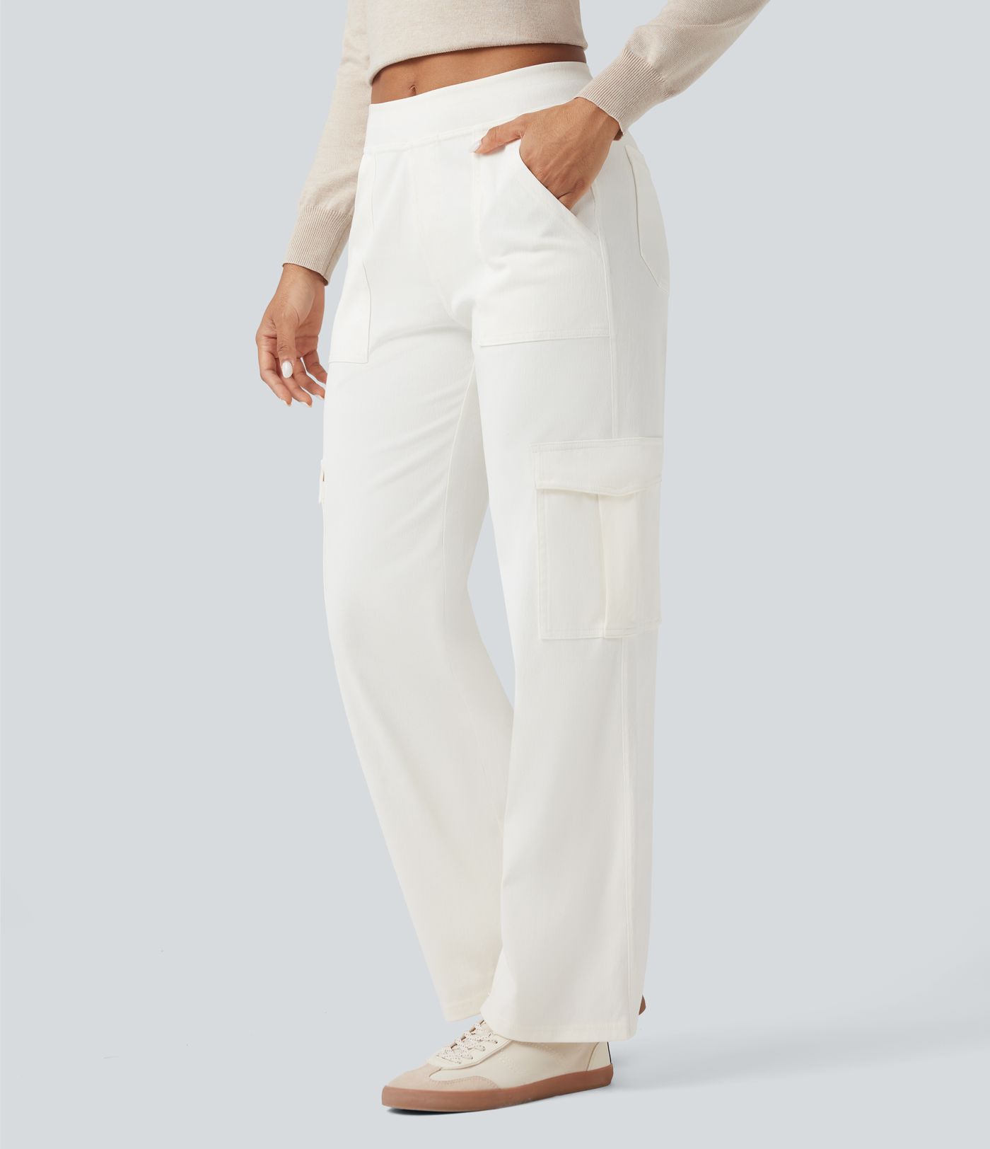 Halara Flex™ Mid Rise Pockets Straight Leg Casual Cargo Jeans