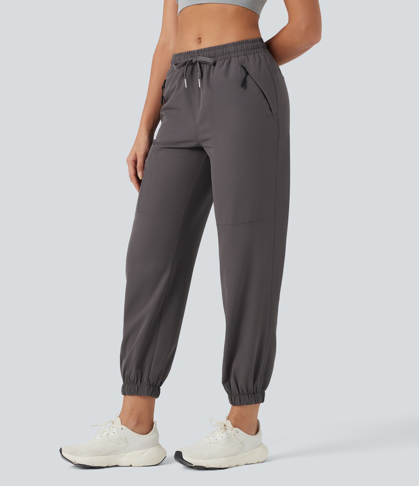 Pantalones deportivos cargo de senderismo térmicos de tiro medio resistentes al agua y al desgaste con cordón y bolsillos con cremallera