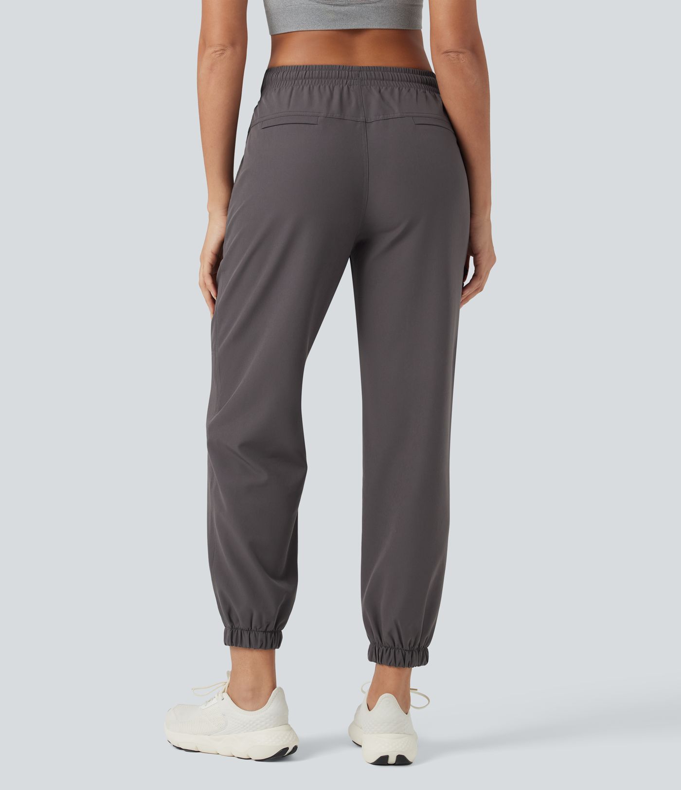 Water Repellent Wear-Resistant Mid Rise Drawstring Thermal Hiking Cargo Joggers with Zip Pockets