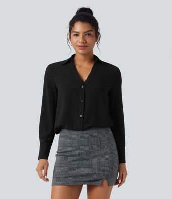 V-neck Long Sleeve Work Chiffon Shirt