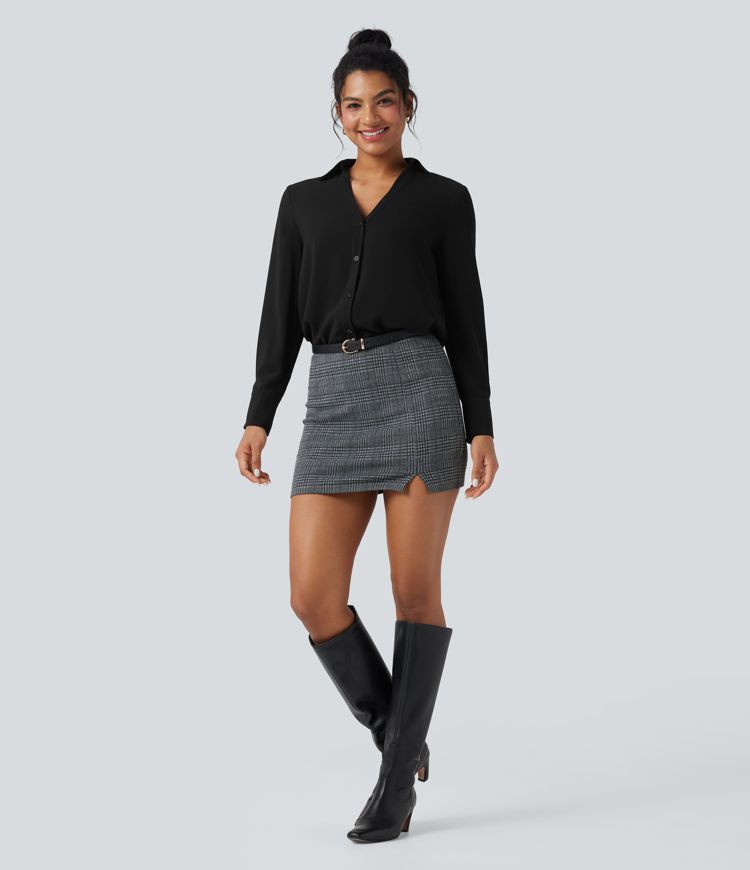 Wrinkle-resistant V-neck Long Sleeve Work Chiffon Shirt