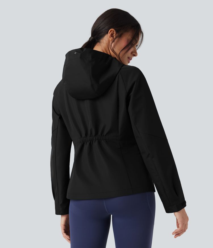 Waterproof Hooded Long Sleeve Hiking Windbreaker Jacket with Pockets