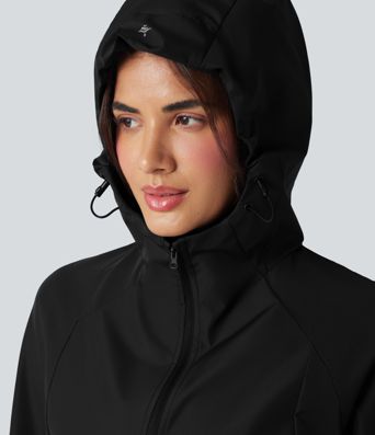 Waterproof Hooded Long Sleeve Hiking Windbreaker Jacket with Pockets