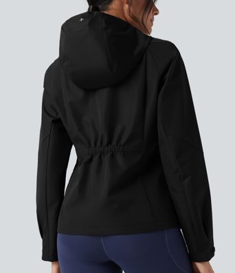 Waterproof Hooded Long Sleeve Hiking Windbreaker Jacket with Pockets