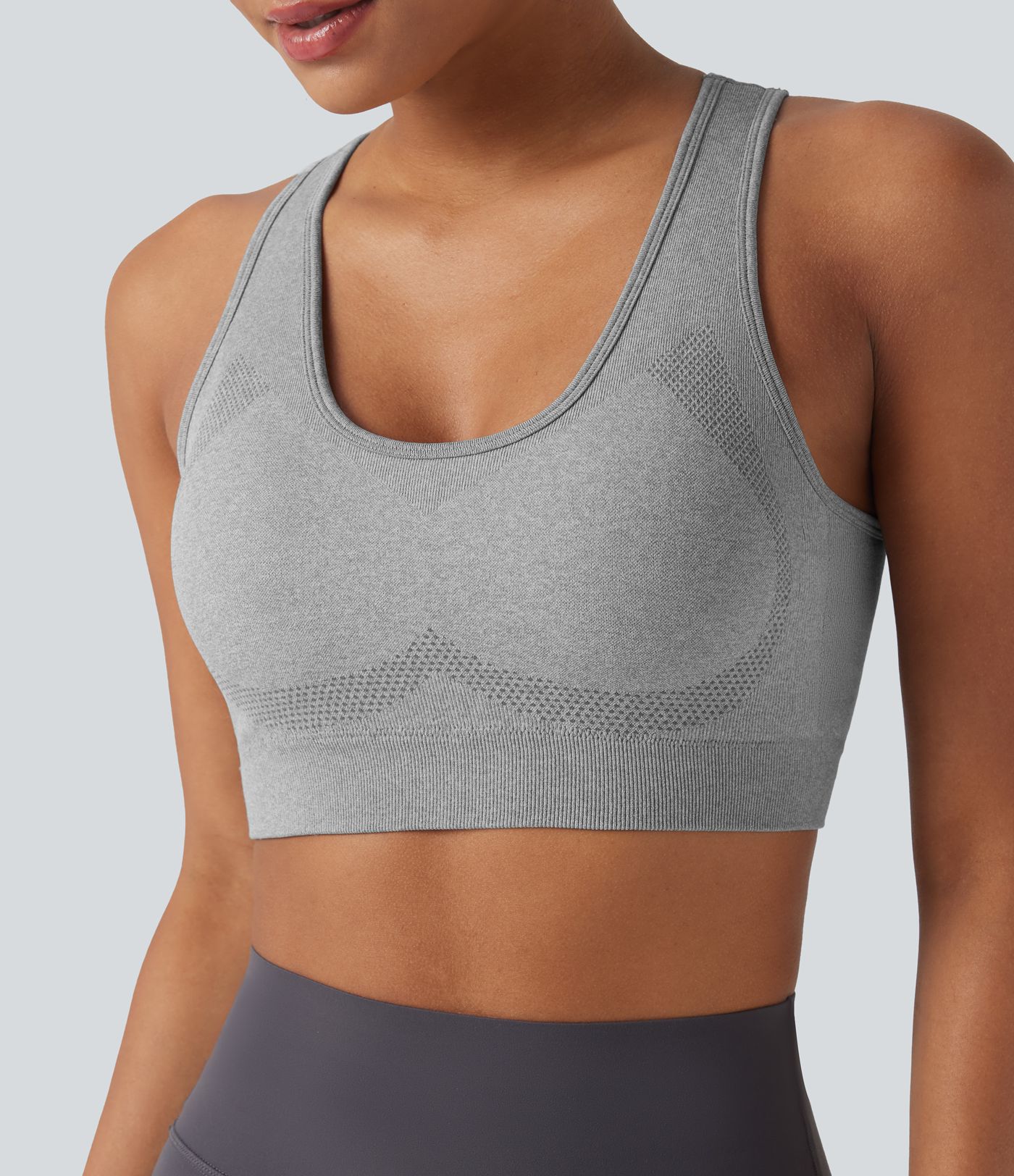 Brassière de sport yoga maintien léger col U dos nu sans couture OneForm Seamless Flow