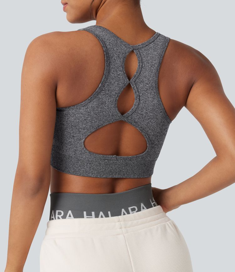 Seamless Flow Light Support U-Neck Backless Yoga Sports Bra